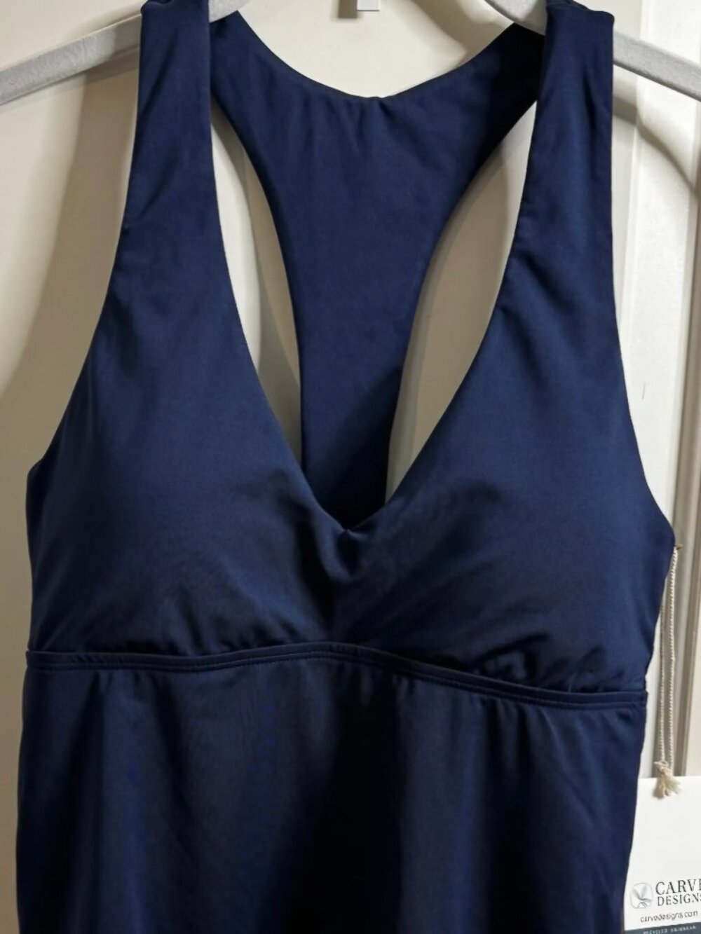 NWT Carve design navy blue tankini top SPF 50 beach pool swimsuit L
